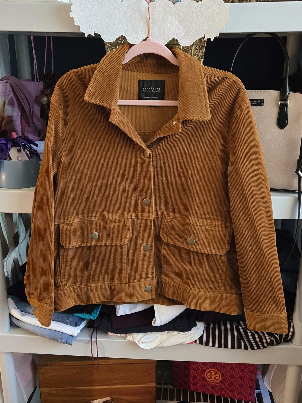 Sanctuary Rust Brown Corduroy Button-Front Jacket